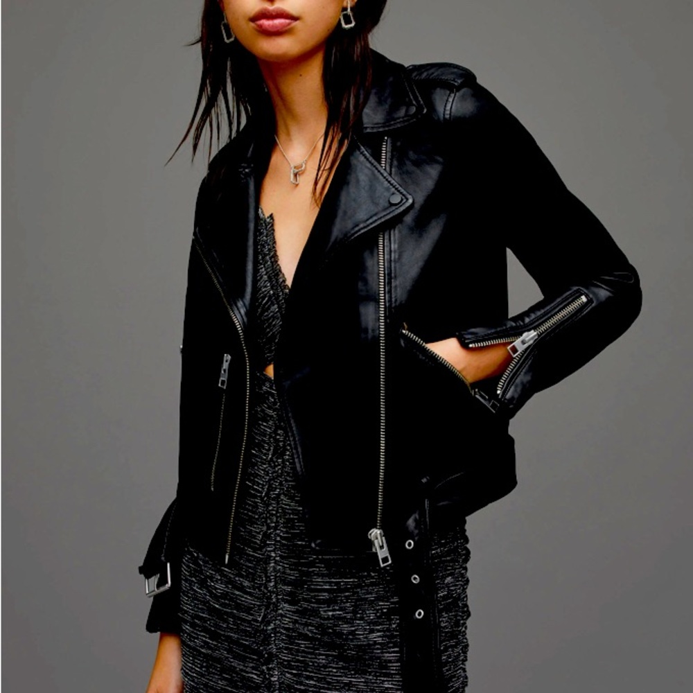 Woman’s Allsaints Balfern Biker Sheep Leather.
